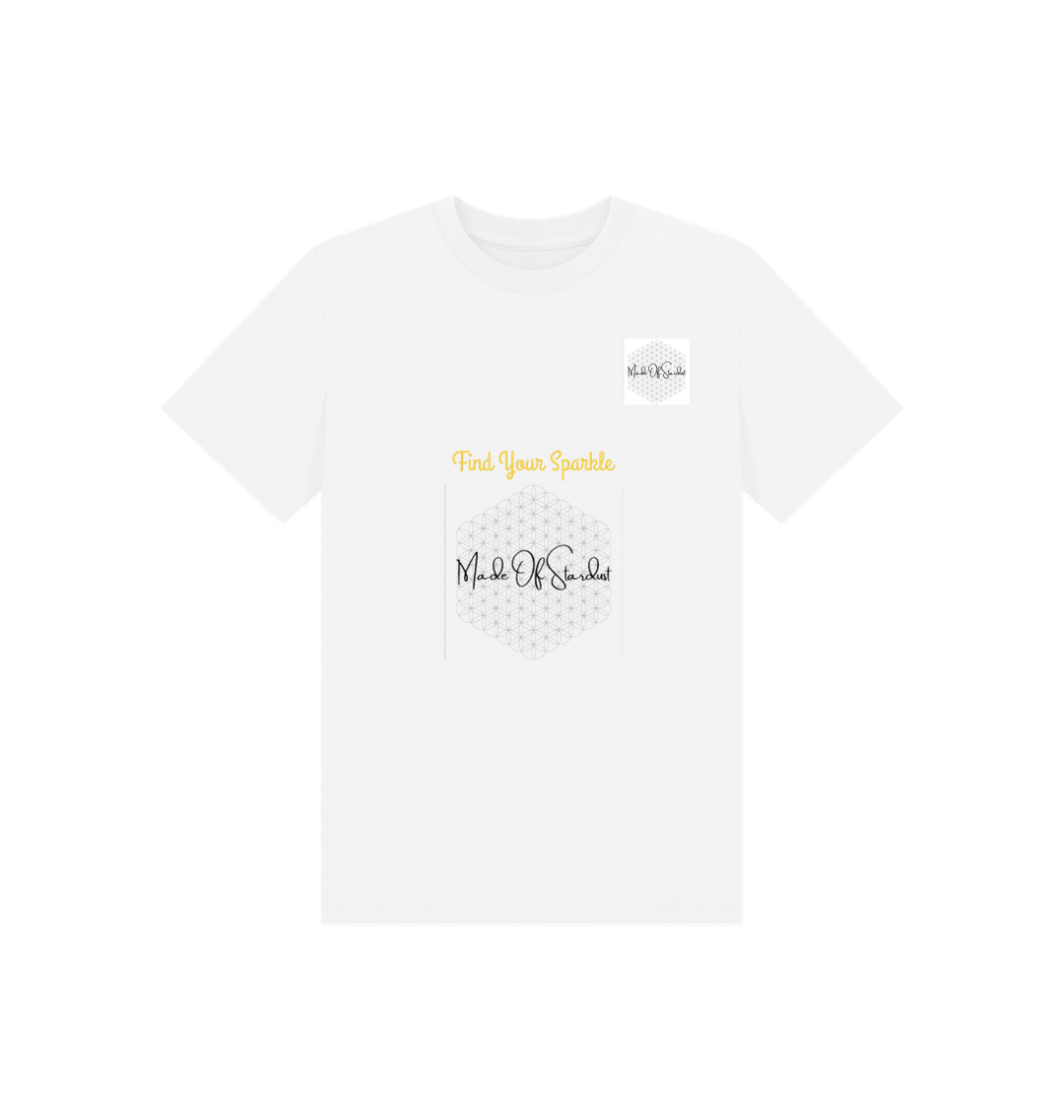 White Made Of Stardust Find My Sparkle Kids Tee